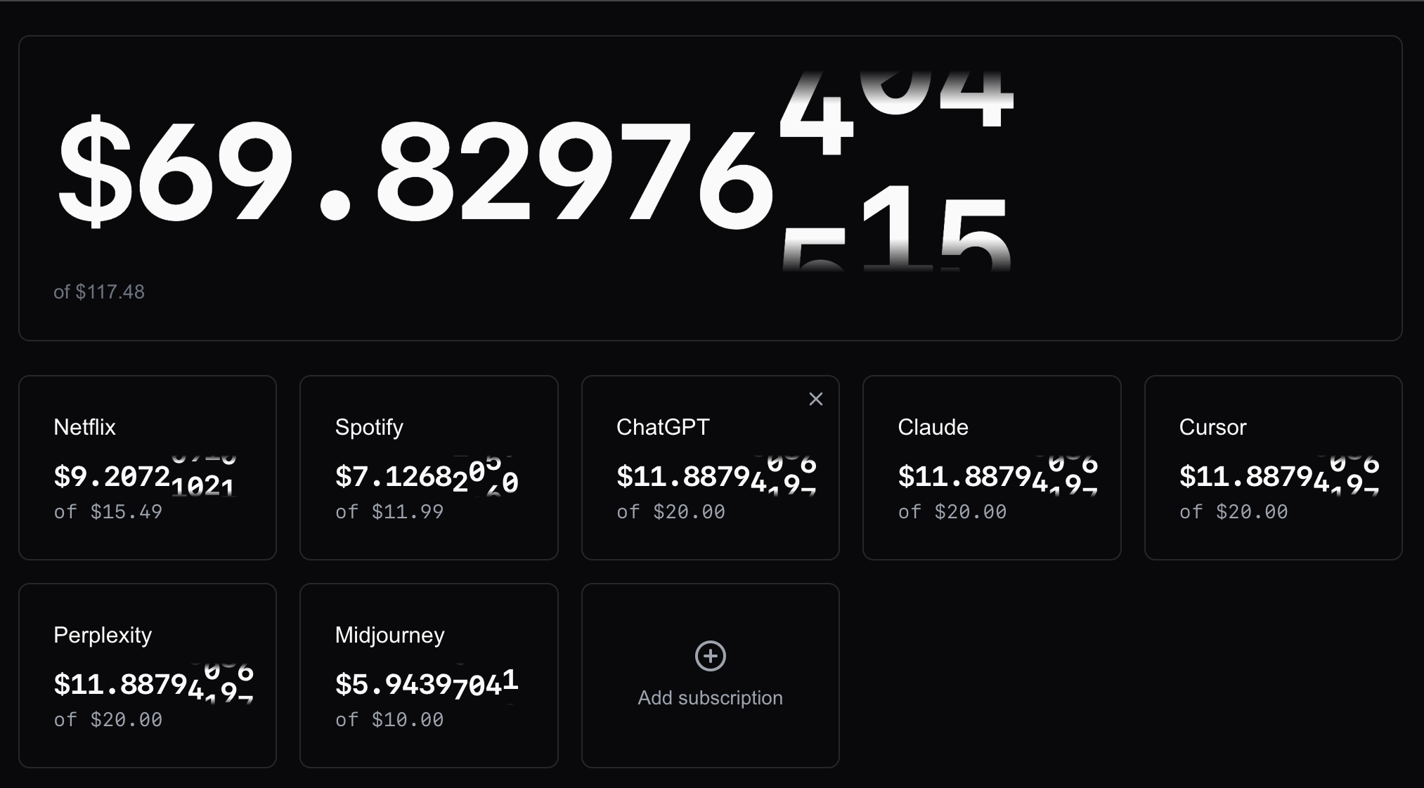 A live subscription tracker