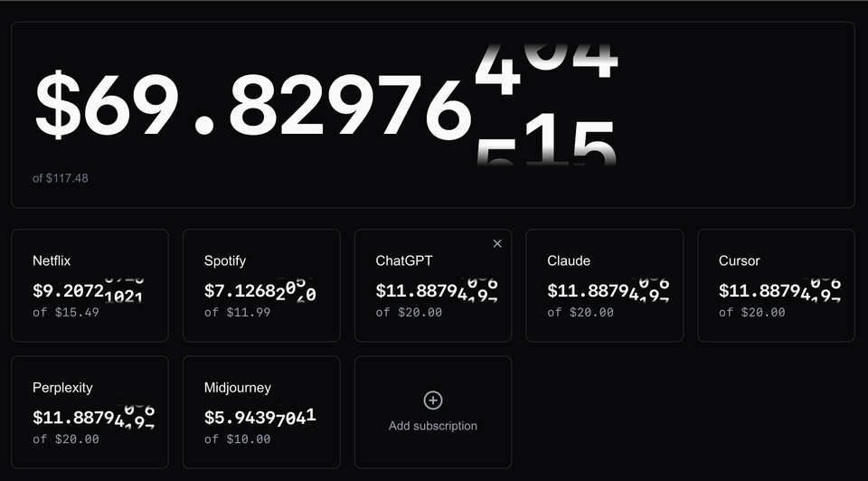 A live subscription tracker